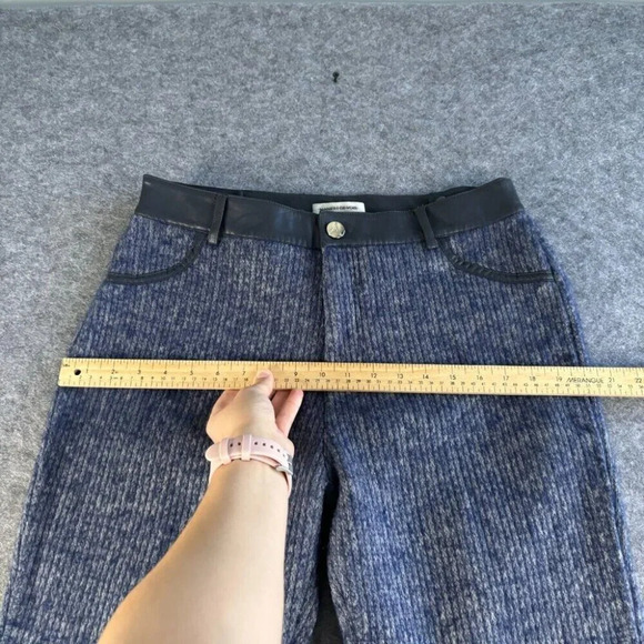Manier De Voir Womens Knit Straight Leg Pants US 10 Blue Ribbed Tapered 760 - Picture 7 of 16